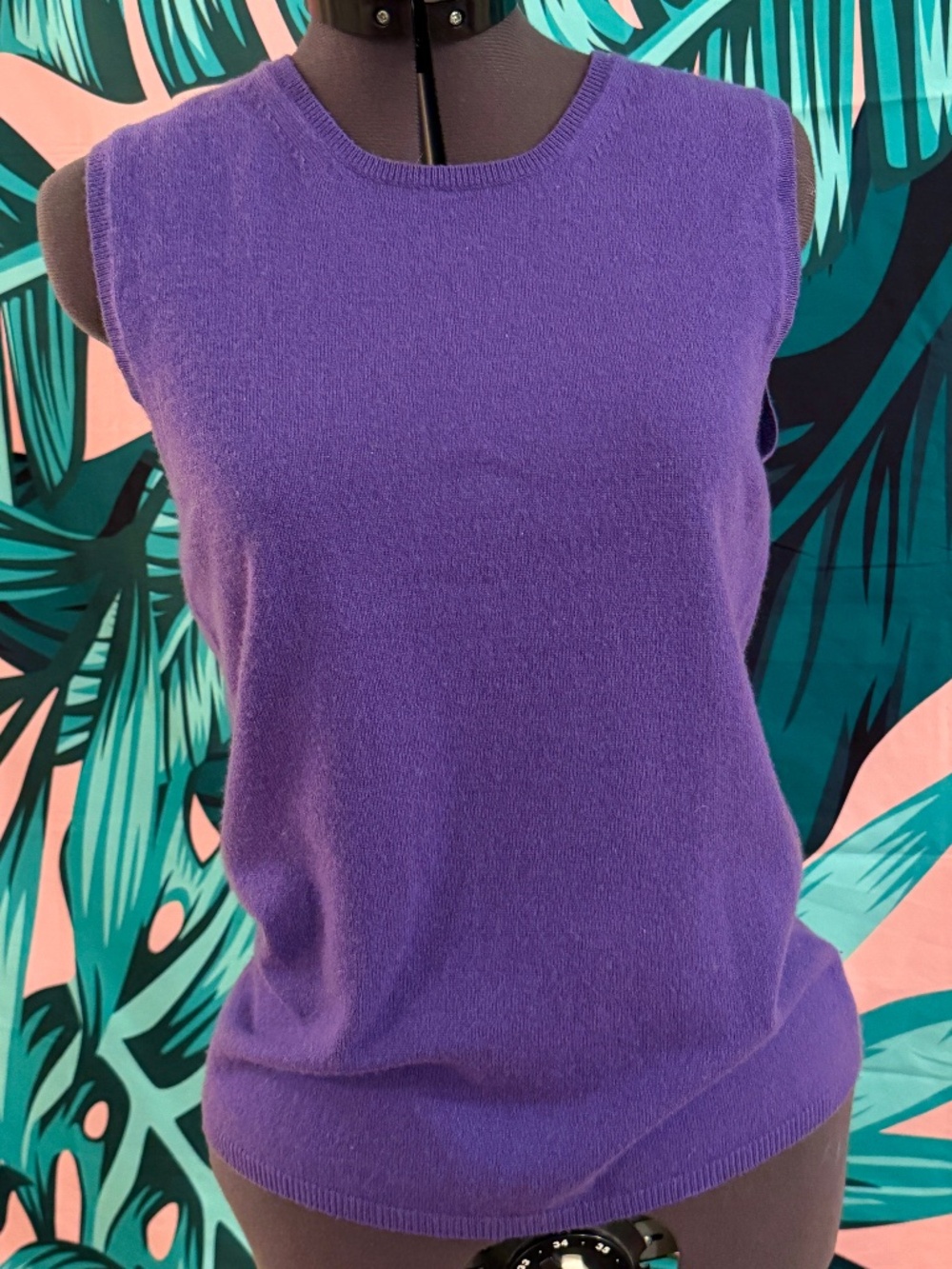 Purple TSE 100% Cashmere Tank Top, Size Large